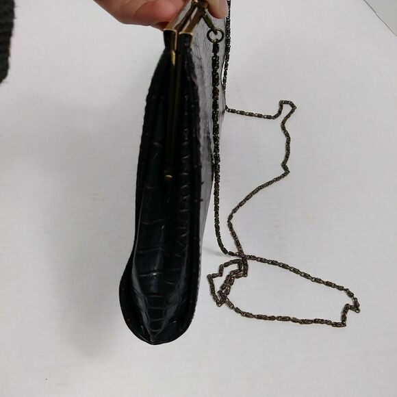 Jessica McClintock Vegan Crocodile Skin Leather Clutch - Picture 6 of 9